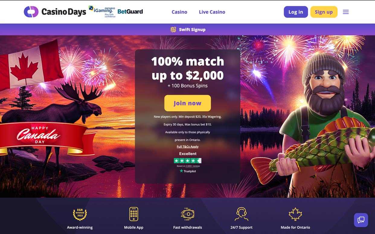 Casino Days welcome bonus